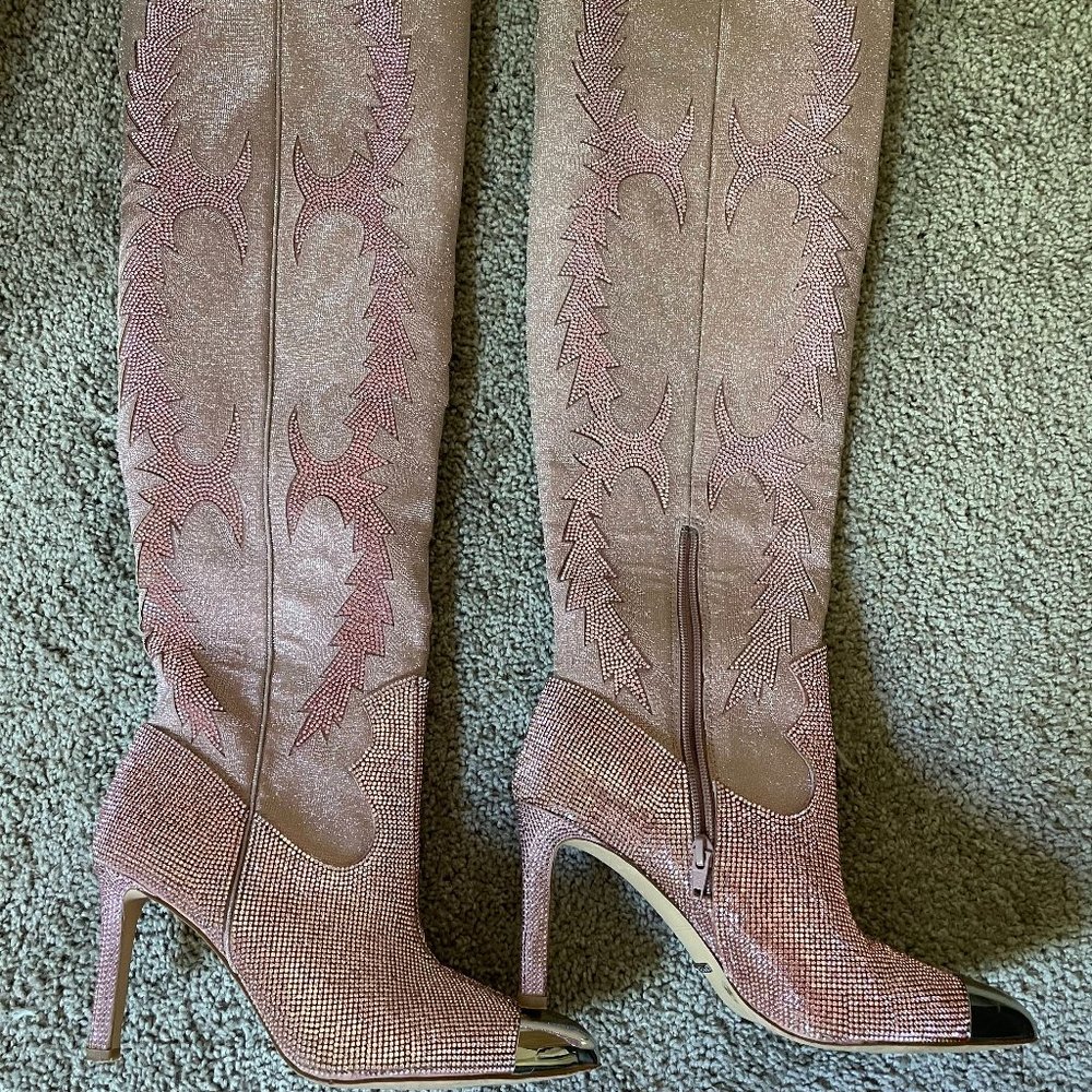 Gianni Binni Pink Rhinestone Cowboy Boots